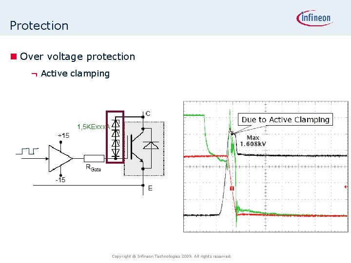 Protection n Over voltage protection ¬ Active clamping Copyright © Infineon Technologies 2009. All