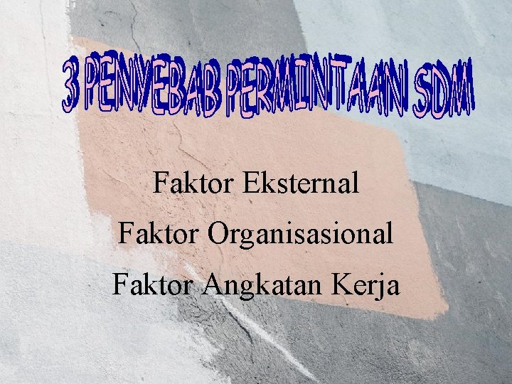 Faktor Eksternal Faktor Organisasional Faktor Angkatan Kerja 