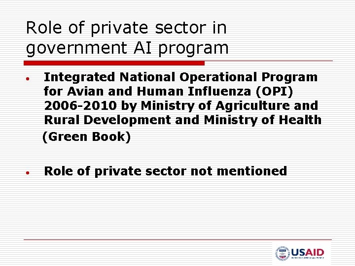 Role of private sector in government AI program • Integrated National Operational Program for