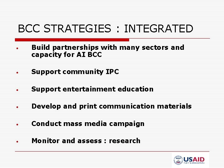 BCC STRATEGIES : INTEGRATED • Build partnerships with many sectors and capacity for AI