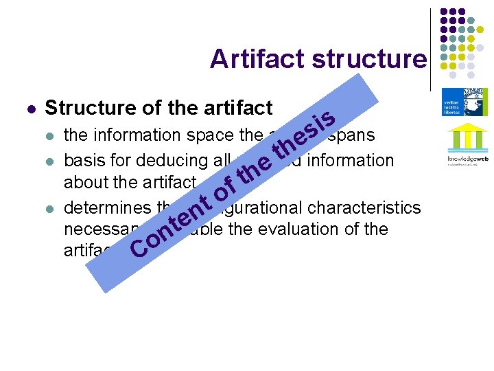 Artifact structure l Structure of the artifact l l l s i s spans