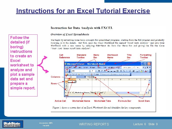 Instructions for an Excel Tutorial Exercise Follow the detailed (if boring) instructions to create