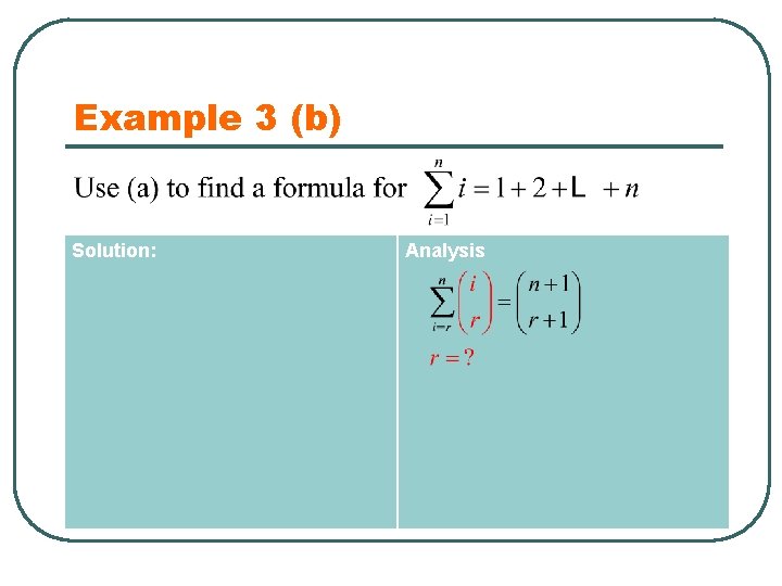 Example 3 (b) Solution: Analysis 
