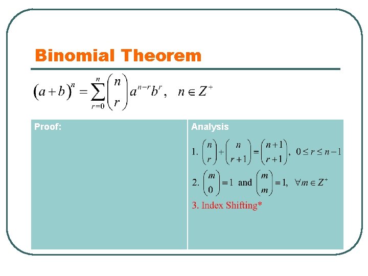 Binomial Theorem Proof: Analysis 