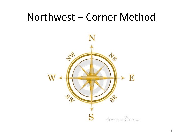 Northwest – Corner Method 8 