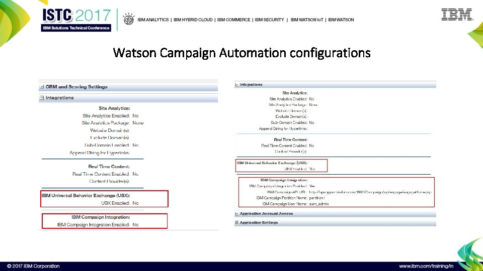 Watson Campaign Automation configurations 