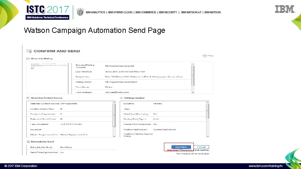 Watson Campaign Automation Send Page 