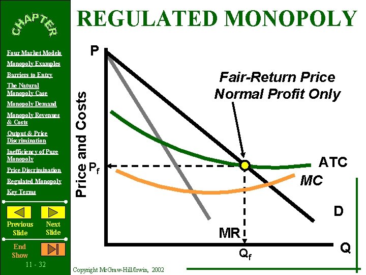 REGULATED MONOPOLY P Four Market Models Monopoly Examples The Natural Monopoly Case Monopoly Demand