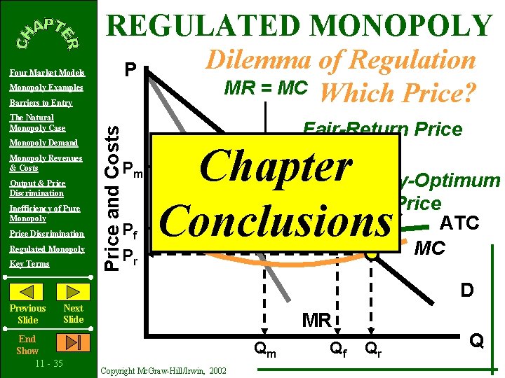 REGULATED MONOPOLY P Four Market Models Monopoly Examples The Natural Monopoly Case Monopoly Demand
