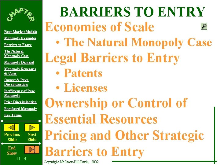 Four Market Models Monopoly Examples Barriers to Entry The Natural Monopoly Case Monopoly Demand