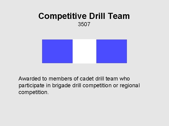 Competitive Drill Team 3507 Awarded to members of cadet drill team who participate in