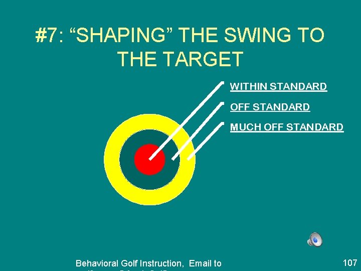 #7: “SHAPING” THE SWING TO THE TARGET WITHIN STANDARD OFF STANDARD MUCH OFF STANDARD