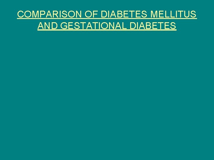 COMPARISON OF DIABETES MELLITUS AND GESTATIONAL DIABETES 