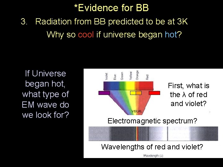 *Evidence for BB 3. Radiation from BB predicted to be at 3 K Why