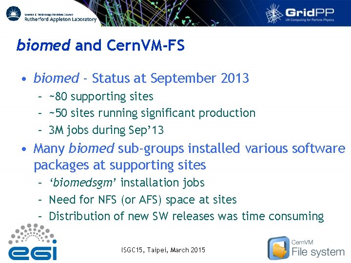 biomed and Cern. VM-FS • biomed - Status at September 2013 – ~80 supporting