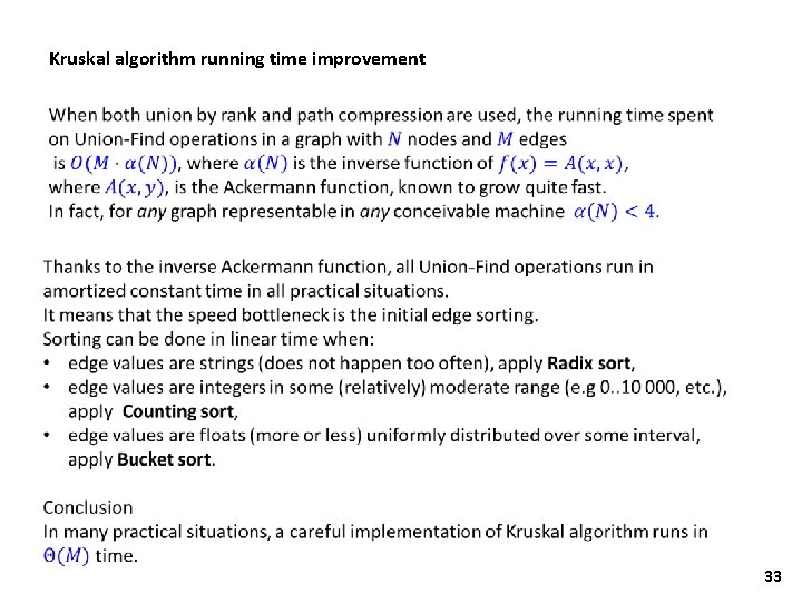 Kruskal algorithm running time improvement 33 