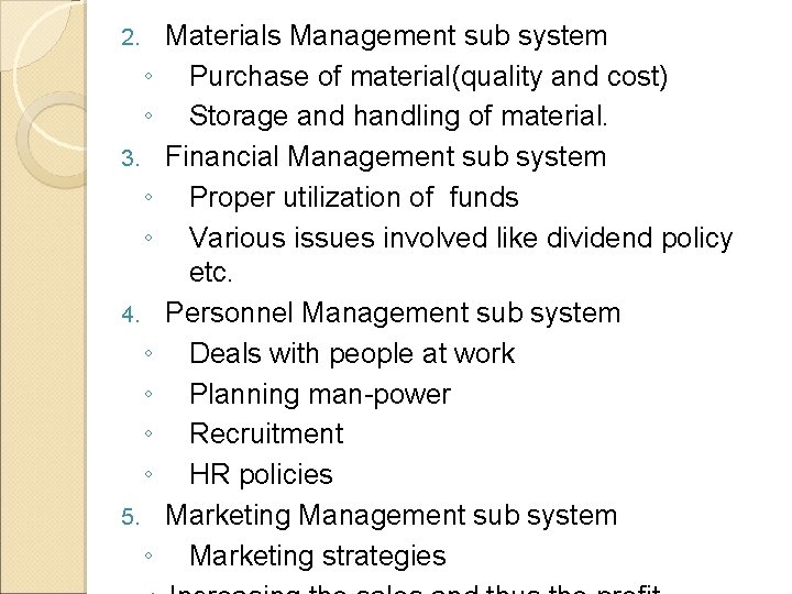 2. ◦ ◦ 3. ◦ ◦ 4. ◦ ◦ 5. ◦ Materials Management sub 2. ◦ ◦ 3. ◦ ◦ 4. ◦ ◦ 5. ◦ Materials Management sub