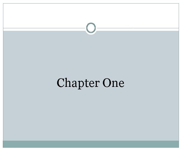 Chapter One 