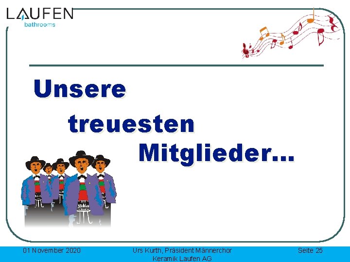 Unsere treuesten Mitglieder… 01 November 2020 Urs Kurth, Präsident Männerchor Keramik Laufen AG Seite