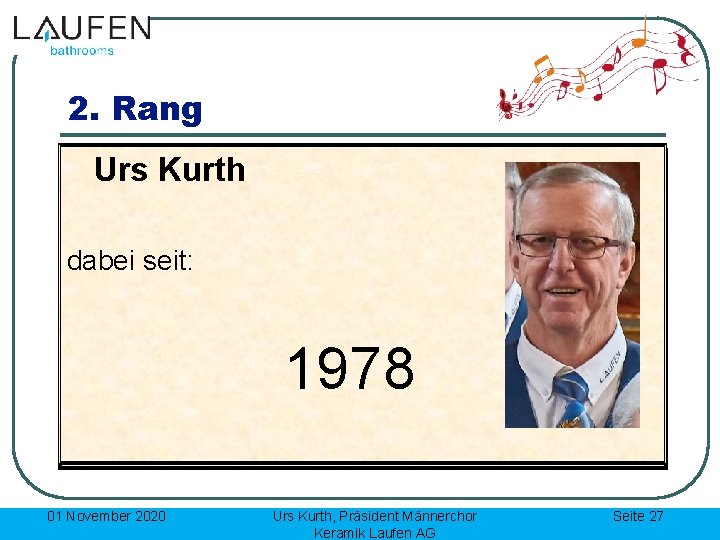 2. Rang Urs Kurth dabei seit: 38 Jahren 1978 (Eintritt: 1978) 01 November 2020