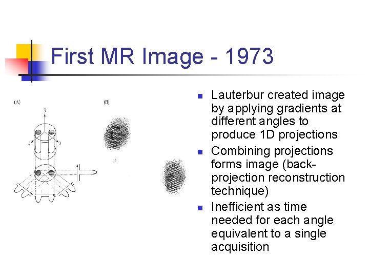 First MR Image - 1973 n n n Lauterbur created image by applying gradients