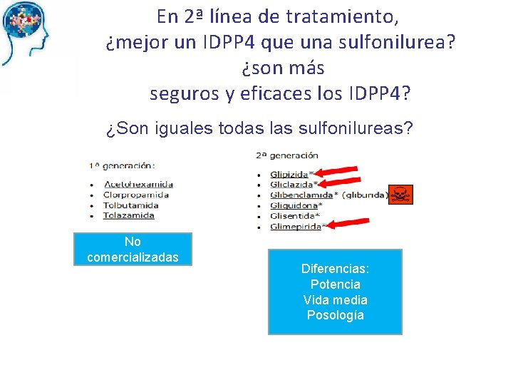 En 2ª línea de tratamiento, ¿mejor un IDPP 4 que una sulfonilurea? ¿son más