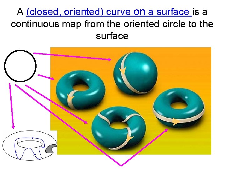 A (closed, oriented) curve on a surface is a continuous map from the oriented