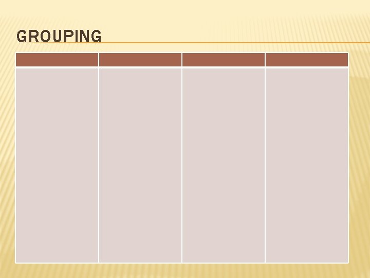 GROUPING 