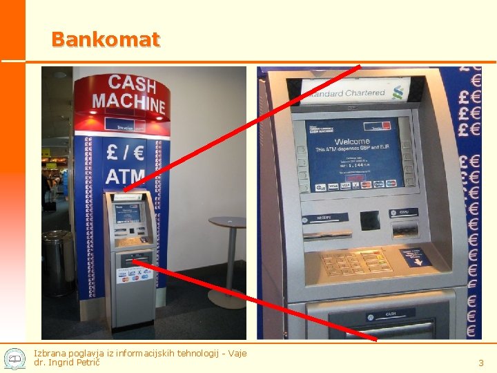 Bankomat Izbrana poglavja iz informacijskih tehnologij - Vaje dr. Ingrid Petrič 3 