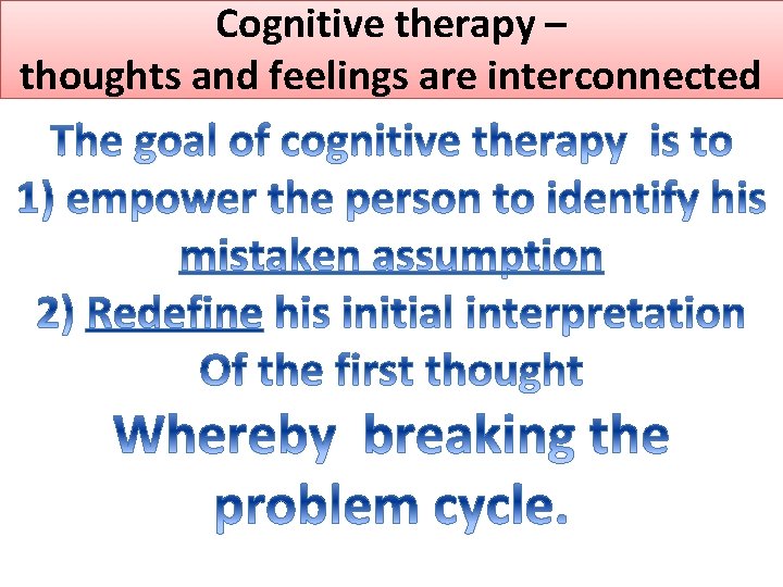 Cognitive therapy – thoughts and feelings are interconnected 