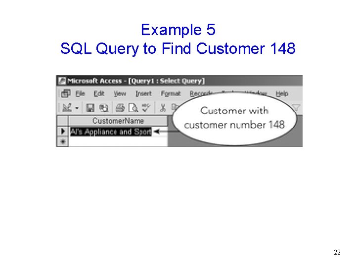 Example 5 SQL Query to Find Customer 148 22 