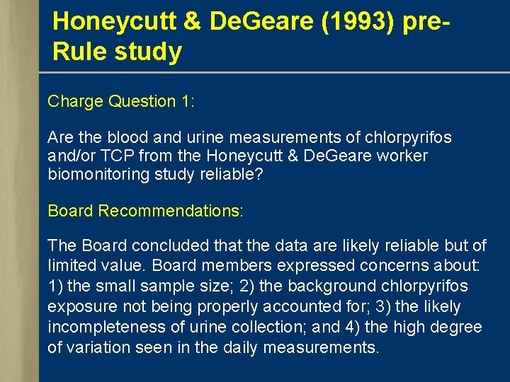 Honeycutt & De. Geare (1993) pre. Rule study Charge Question 1: Are the blood