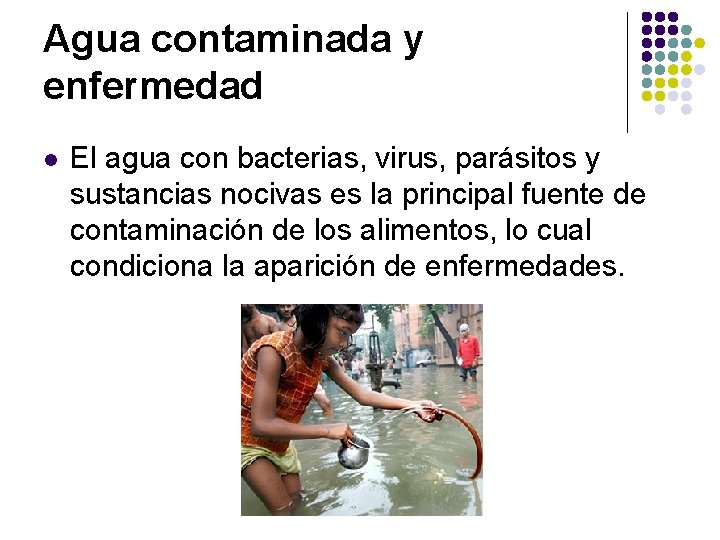 Agua contaminada y enfermedad l El agua con bacterias, virus, parásitos y sustancias nocivas