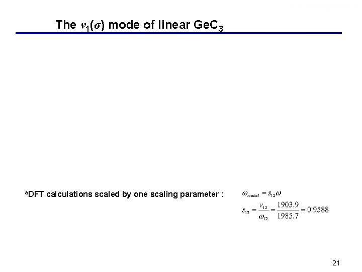 The ν 1(σ) mode of linear Ge. C 3 a. DFT calculations scaled by