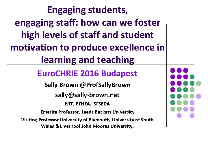 Engaging students, engaging staff: how can we foster high levels of staff and student