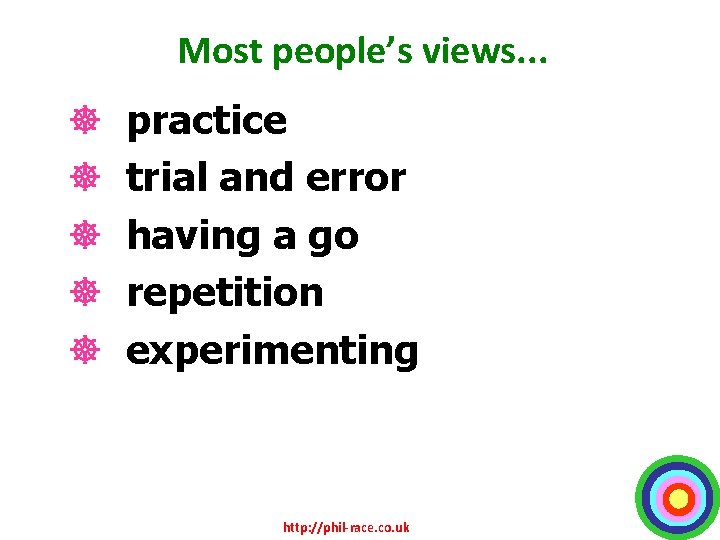 Most people’s views. . . ] ] ] practice trial and error having a