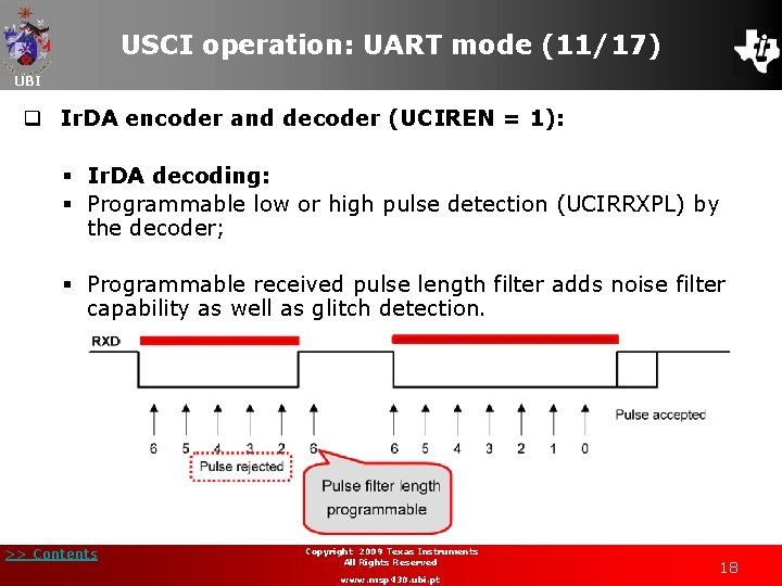 USCI operation: UART mode (11/17) UBI q Ir. DA encoder and decoder (UCIREN =