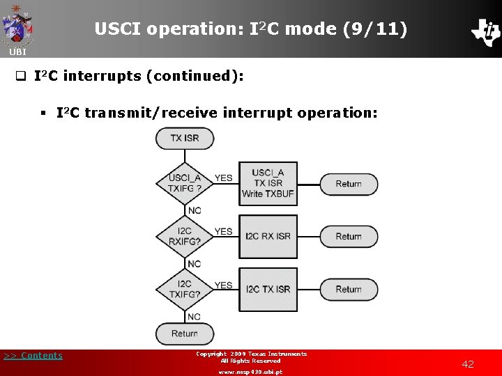 USCI operation: I 2 C mode (9/11) UBI q I 2 C interrupts (continued):