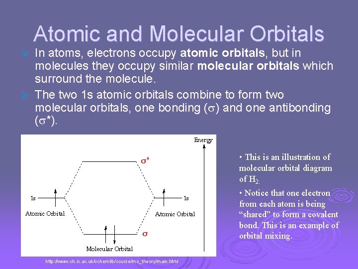 Atomic and Molecular Orbitals In atoms, electrons occupy atomic orbitals, but in molecules they