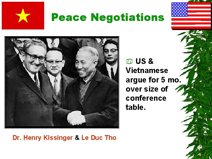 Peace Negotiations a US & Vietnamese argue for 5 mo. over size of conference