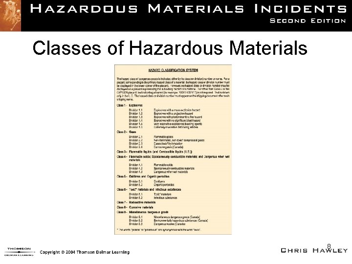 Classes of Hazardous Materials 8 