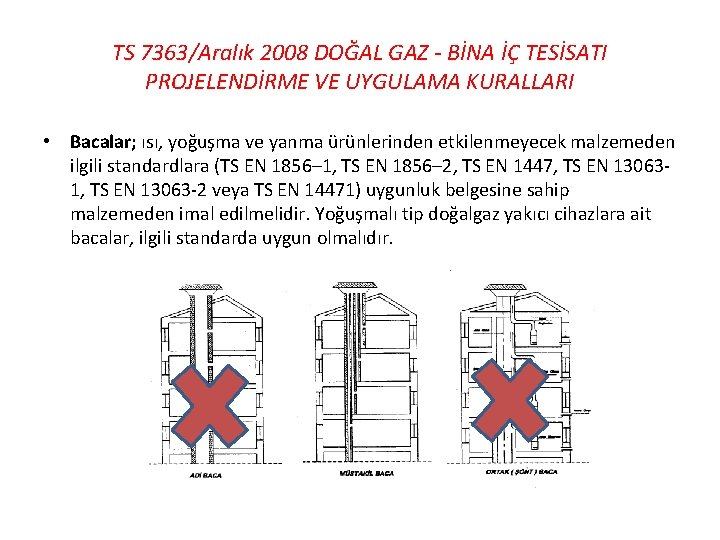 TS 7363/Aralık 2008 DOĞAL GAZ - BİNA İÇ TESİSATI PROJELENDİRME VE UYGULAMA KURALLARI •