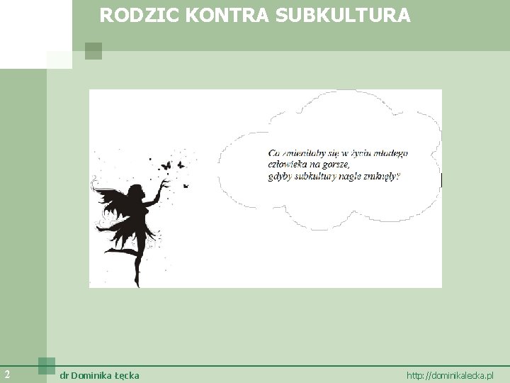 RODZIC KONTRA SUBKULTURA 2 dr Dominika Łęcka http: //dominikalecka. pl 