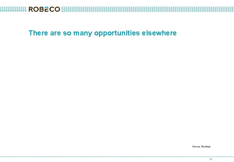 There are so many opportunities elsewhere Source: Barclays 11 