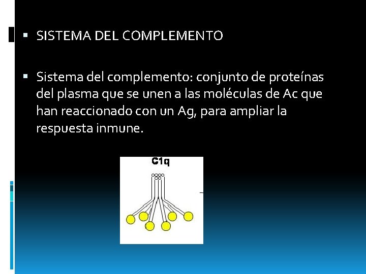  SISTEMA DEL COMPLEMENTO Sistema del complemento: conjunto de proteínas del plasma que se