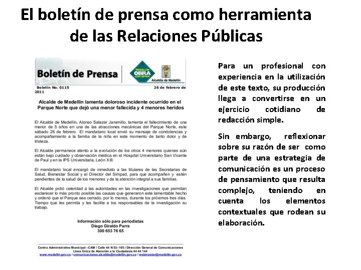 El boletín de prensa como herramienta de las Relaciones Públicas Para un profesional con