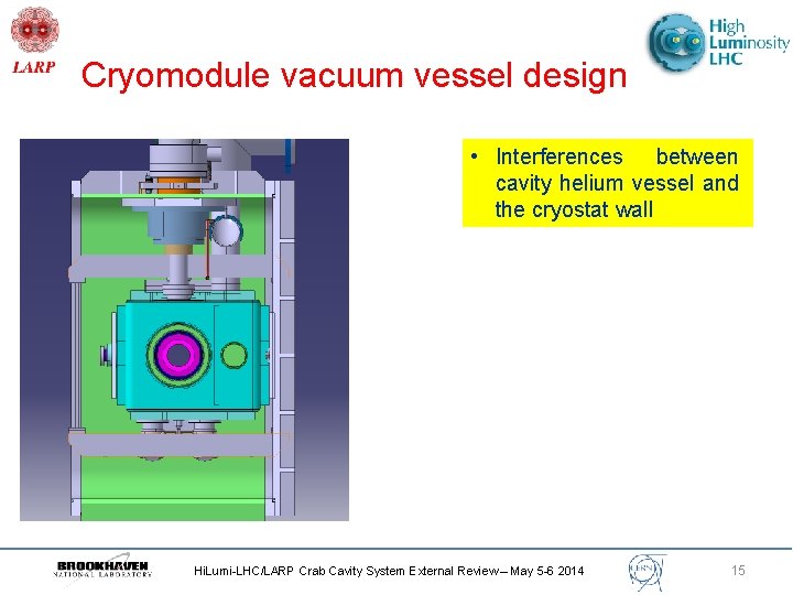 Cryomodule vacuum vessel design • Interferences between cavity helium vessel and the cryostat wall