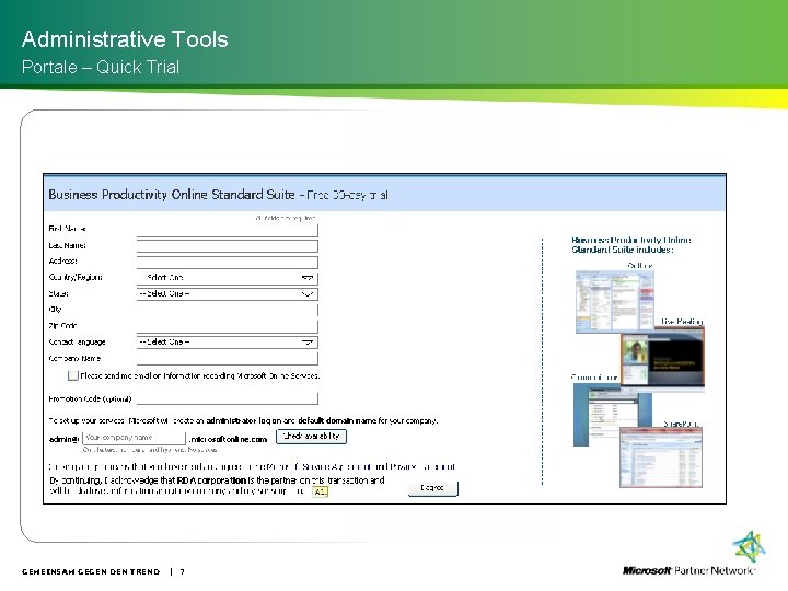 Administrative Tools Portale – Quick Trial GEMEINSAM GEGEN DEN TREND | 7 