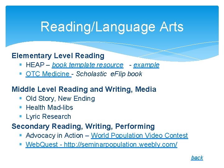 Reading/Language Arts Elementary Level Reading § HEAP – book template resource - example §