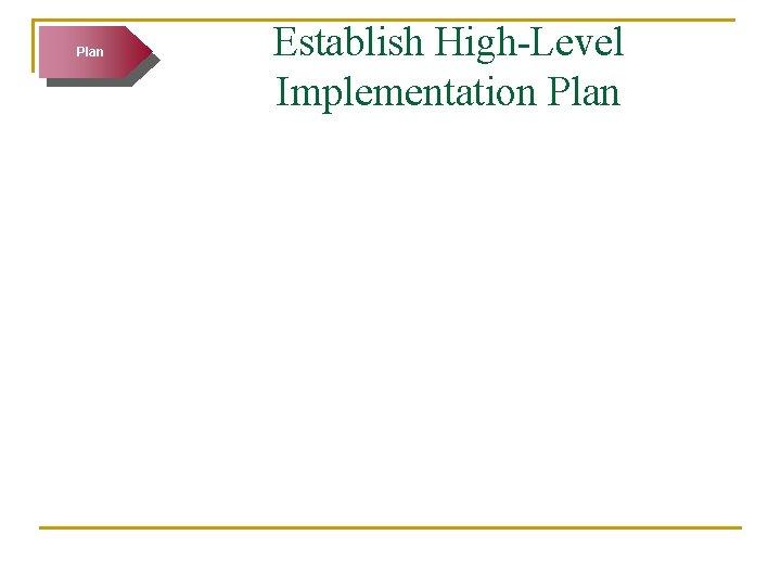 Plan Establish High-Level Implementation Plan 